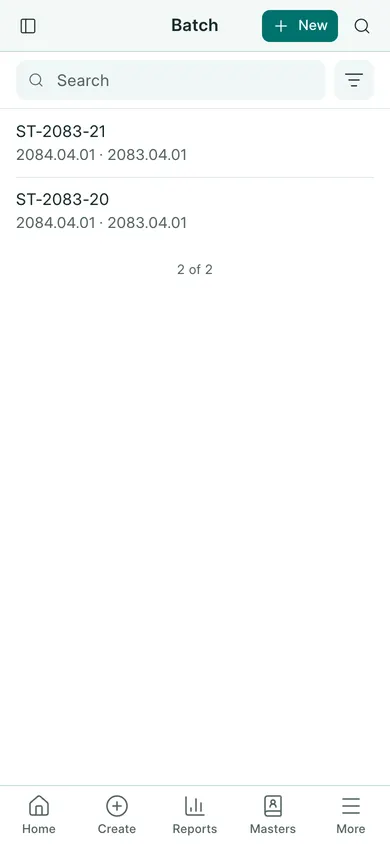 BookPana batch records showing fictional demo records, phone layout