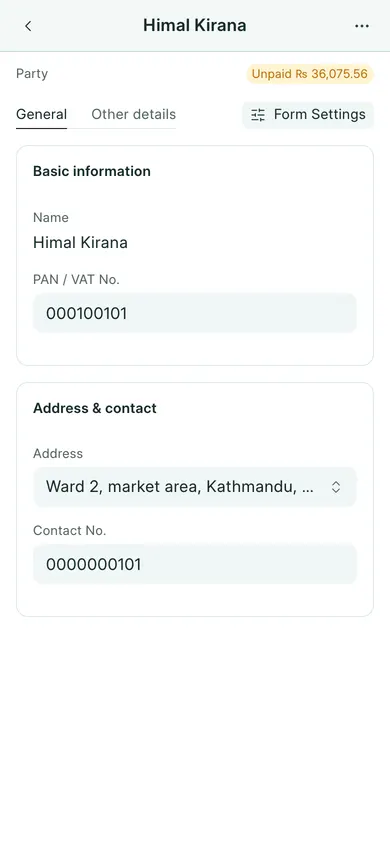 BookPana customer details showing fictional demo records, phone layout