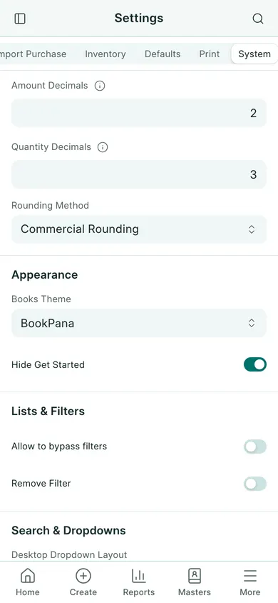 BookPana books theme setting showing fictional demo records, phone layout